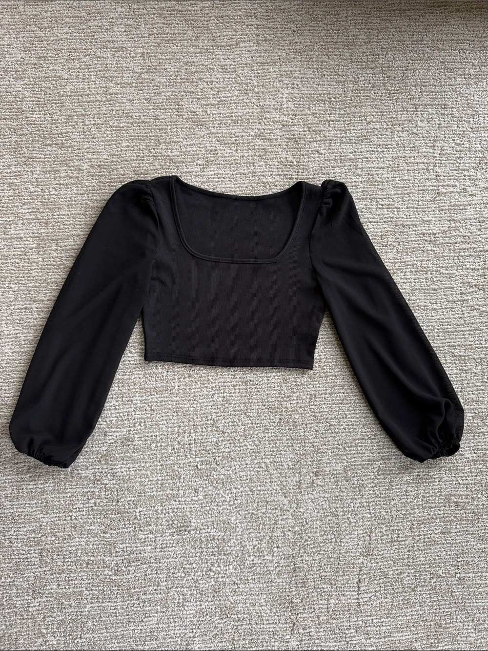 Never Worn Black Square Necked Crop Top Size S
